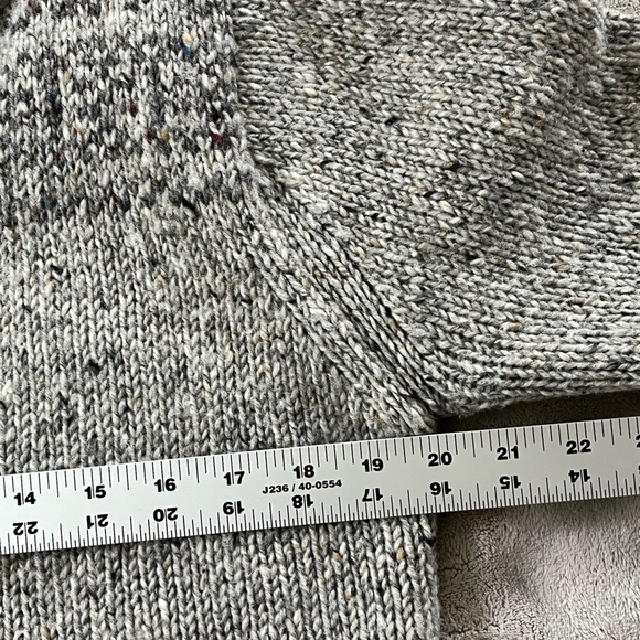 Inis Crafts 100% Wool Irish Knit Hooded Zipper Sweater Grey Tweed Women M - Picture 14 of 16